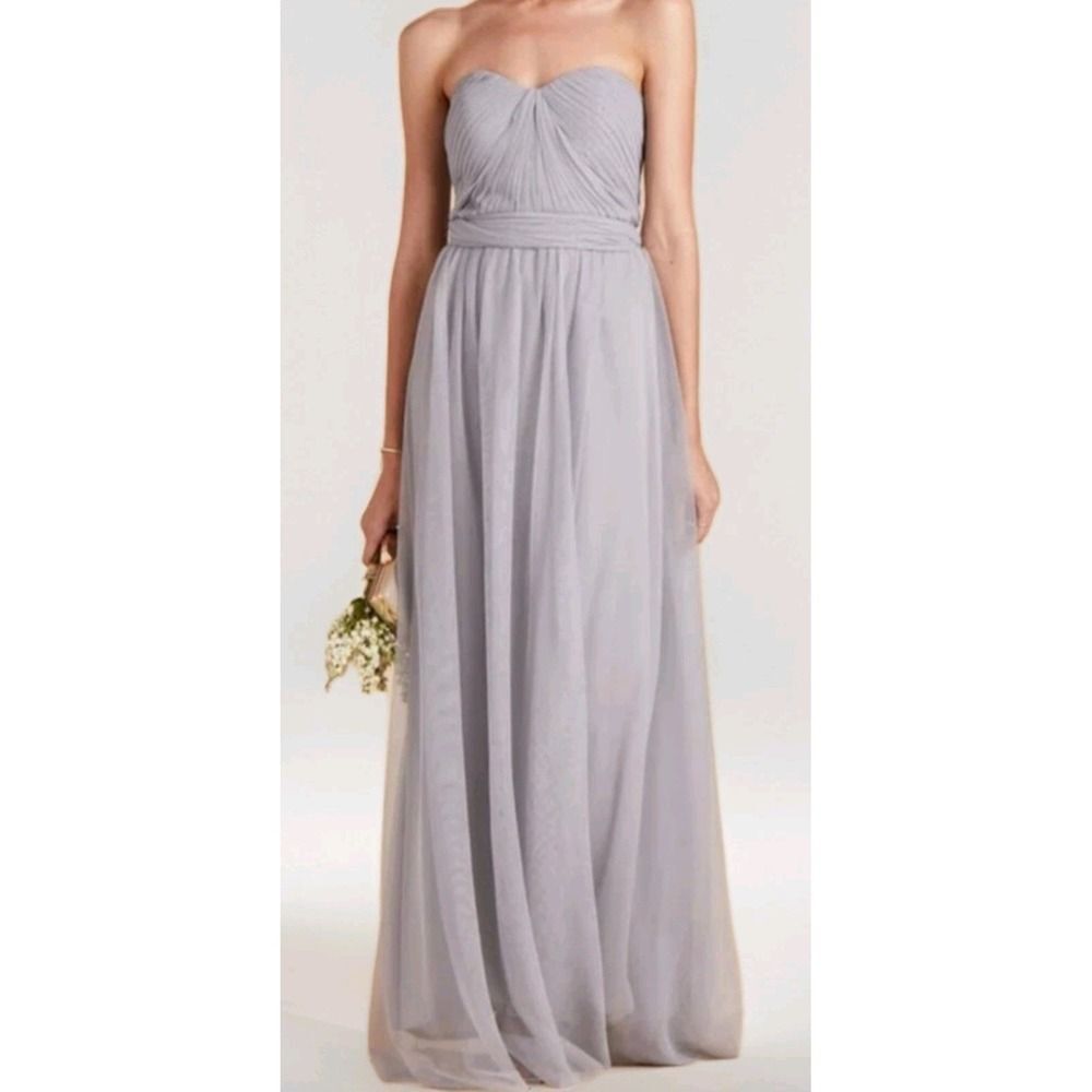 Birdy Grey Convertible Chiffon Long Maxi Gown Medium Gray Formal Dress Silver